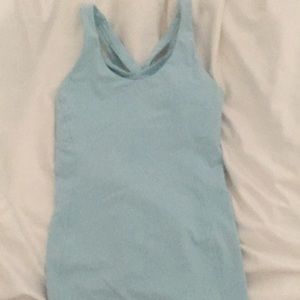 Lululemon tank with built in bra. Size 6. Lt blue